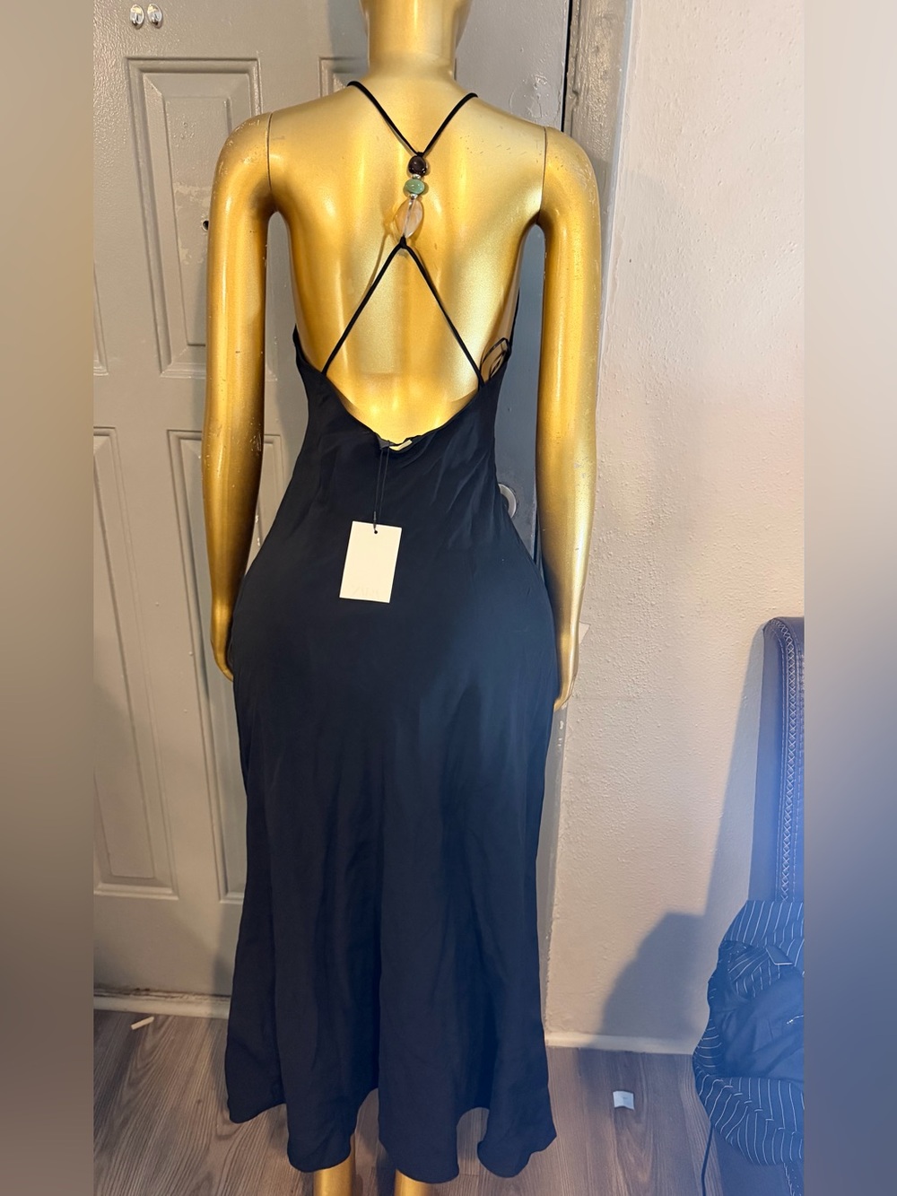 Zara Black Maxi Slip Dress Size Medium NWT